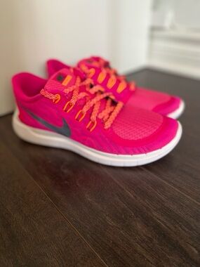 Nike Pink and Orange Women's Free Run Running Shoes